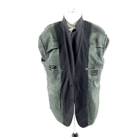Jos A Bank Wool 2 Button Suit Jacket 42R Gray Striped Tagged 42S See Description - Picture 9 of 10